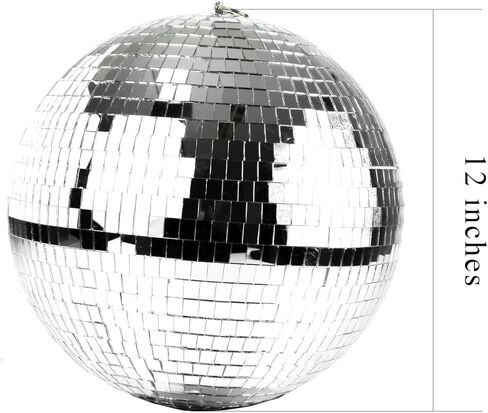 كرة ديسكو – زخرفة كرة ديسكو ممتعة ومشرقة – ديكور كرة ديسكو كبيرة مقاس 12 بوصة للحفلات وحفلات الزفاف والمناسبات – كرة مرآة كلاسيكية ومرحة مع قطع زجاجية – تصميم لامع وأنيق in Kuwait