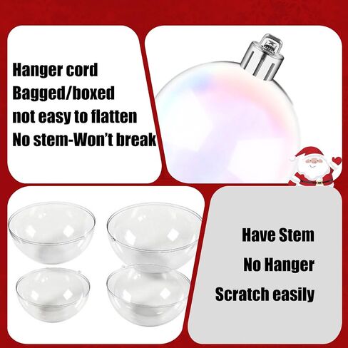60 Pcs Iridescent Christmas Ornament Balls, 5 Sizes Hanging Xmas Tree Ball Decor, Plastic DIY Shatterproof Hanging Balls for Party Wedding Home Christmas Decor(Clear) in Saudi Arabia