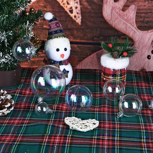 60 Pcs Iridescent Christmas Ornament Balls, 5 Sizes Hanging Xmas Tree Ball Decor, Plastic DIY Shatterproof Hanging Balls for Party Wedding Home Christmas Decor(Clear) in Saudi Arabia