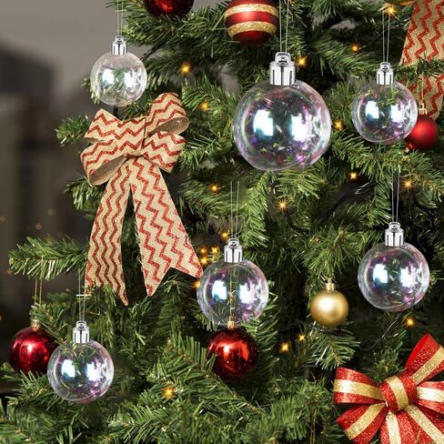 60 Pcs Iridescent Christmas Ornament Balls, 5 Sizes Hanging Xmas Tree Ball Decor, Plastic DIY Shatterproof Hanging Balls for Party Wedding Home Christmas Decor(Clear) in Saudi Arabia