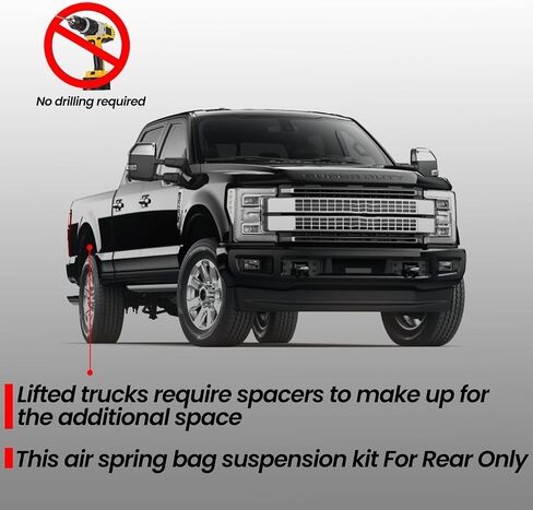 مجموعة تعليق أكياس الزنبرك الهوائي VIGOR متوافقة مع 2020-2022 Ford F-250 وF-350 Super Duty Pickup، زنبرك مساعد الهواء الخلفي 89352، ما يصل إلى 5000 رطل من سعة تسوية الحمل in Saudi Arabia