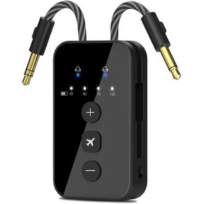 iDIGMALL Airplane Bluetooth 5.4 Transmitter for 2 AirPods or Headphones, aptX Adaptive & Low Latency Wireless Audio Adapter, 3.5mm AUX Jack Bluetooth Transmitter for TV Flight Travel Planes Gym, 24H