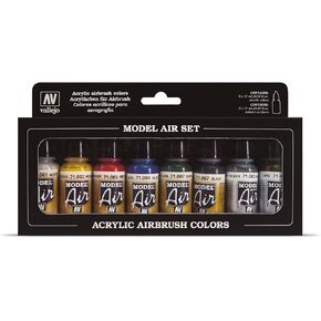 Vallejo Metallic Colors Model Air Paint, 8 bottles X 17ml