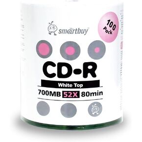 Smart Buy White Top CD-R 500 Pack 700mb 52x Blank Recordable Discs, 500 Disc, 500pk