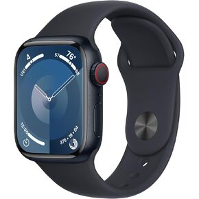 Apple Watch Series 9 [GPS + Cellular ، 41mm] - Midnight Aluminium Case مع Midnight Sport Band ، M/L (متجدد)