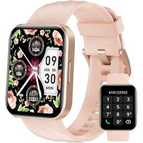 Smart Watch (Answer/Make Calls), 1.85" Smart Watches for Women Men Digital Watch Fitness Tracker with 100+ Sport Modes Heart Rate Monitor Watch for iOS Android Phones Waterproof (Light Pink)