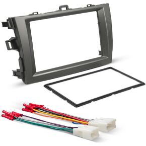 Nuith Gray Double Din Radio Dash Kits for Toyota Corolla 2009-2013 ، Double Din Radio Mount Bracket Bracket Trim Trim Bezel Stereo Stereo (Dash Kit)