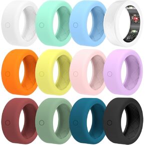12Packs Ring-Cover for Oura-Ring-Gen-4/Gen-3 Protector - Upgraded Anti-Slip Anti-Scratch Elastic Silicone Cover for Ultrahuman Air/RingConn/Samsung Ring Multicolor for Men Women