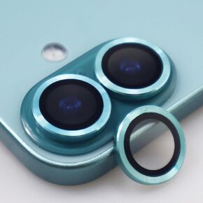 for iPhone 16/16 Plus Camera Lens Protector Metal Crystal Tempered Glass Screen Accessories Cover （3 PCS）(Blue)
