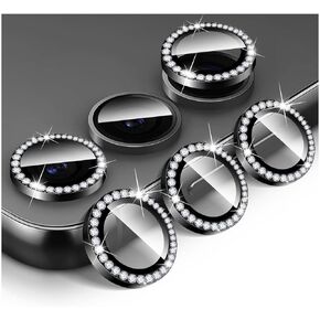 Diamond Camera Lens Protector for Samsung Galaxy S24/S23/S23+/S23 FE, 9H Tempered Glass Back Camera Cover Screen Protector, Bling Anti-Scratch Individual Aluminum Metal Protective Ring