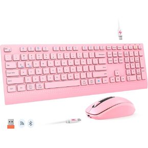 MEETION Bluetooth Keyboard and Mouse Combo, Wireless 2.4GHz Multi Device Computer Keyboard, Full Size Slim Rechargeable Keyboard, 3800 DPI Optical Mouse, for Windows/Mac/Laptop/PC/Desktop/iPad/Phone