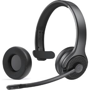 Eksa H3 Trucker Bluetooth Headset V5.4 ، سماعات الرأس اللاسلكية مع إلغاء ضوضاء الميكروفون ، زر كتم الصوت ووسادة الأذن البديلة ، سماعة سائق 65 ساعة لأعمال مكتب الهاتف المحمول