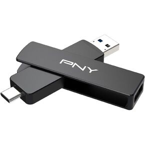 PNY 256GB Duo Link V3 USB 3.2 Gen 2 Type-C & Type-A OTG Flash Drive Extreme Speeds Read/Write 1000/800MB/s External Mobile Storage Compatible with Smartphone/Tablet/Laptops/Desktops