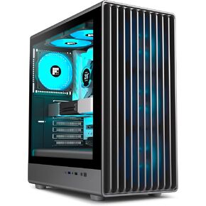 K6 PC Case-مروحة 6 PWM ARGB المثبتة مسبقًا (3 × 120 مم ، 3 × 140 مم) ، حالة كمبيوتر متوسطة الأزمار ATX ، مع Type-C ، Foifkin (Black ، K6)