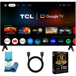 TCL 40-Inch Q3K Series 1080P FHD QLED Smart TV Bundle – HDR10, Google TV, Bluetooth Audio, Bezel-Less Design w/CPS Protection Plan, UAX HDMI Cable, Screen Cleaner with Microfiber