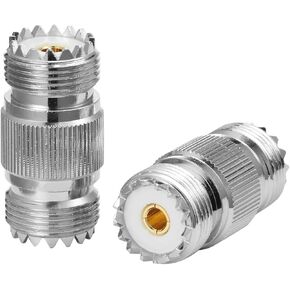 UHF Female to UHF Female Adapter SO239 Barrel Connector Copper Gold-Plating 50 ohms Coaxial Cable Radio Router WiFi Antenna Walkie-Talkie Mobile Communication Radio and Television Pack of 2