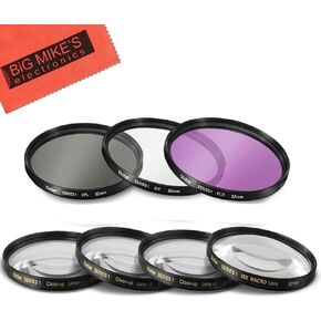 52MM 7PC Filter Set for Fujifilm XF 35mm F1.4 R, Sigma 30mm F1.4 DC DN, Canon EOS R10 with 18-45mm - Includes 3 PC Filter Kit (UV-CPL-FLD) and 4PC Close Up Filter Set (+1+2+4+10)