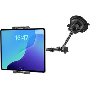 Car Tablet Holder Mount for Truck, [Heavy Duty Super Suction Cup] Dashboard/Windshield Tablet Mount with 360° Metal Arm, Fits iPad Pro Air Mini, Galaxy Tab, Z Fold, Phones, 4-13" Devices