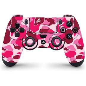 ZOOMHITSKINS Compatible with PS4 Controller Skin, Camouflage Army Pink Pattern Leopard Cute, Durable, Vinyl, Made in The USA