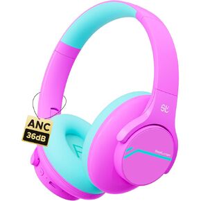 Nova1Lite Kids Wireless Active Noise Cancelling Headphones, Bluetooth 5.3, Safe Volume 74/85/94dB, Real 40H Battery, Type-C Fast Charging, Built-in Mic for School Travel Airplane, Purple