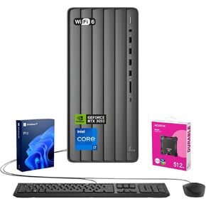 HP Envy AI Copilot Pro Business Desktop, Intel Core i7-14700, NVIDIA GeForce RTX 3050, 64GB RAM, 4TB SSD, RJ45, Wi-Fi 6, Windows 11 Pro, Black, with ADATA 512GB External SSD Bundle