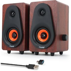Small Computer Speakers, 2.0 Wooden Speakers for PC or Laptop, USB-Powered Small PC Speakers, Suitable for Desktop Computers/Laptops Built-in 2x2 Speaker Diaphragms