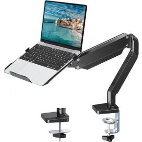 MOUNTUP Laptop Stand for Desk, 2-in-1 Monitor Mount with Laptop Tray Holds up to 19.8lbs, Adjustable Laptops Arm Mount for Max 17" Notebook & 32" Monitor, Laptops Desk Arm with Clamp/Grommet