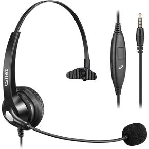 Callez Wired Computer Headset, 3.5mm Cell Phone Headset with Mic Noise Cancelling, USB-C Headphone for PC Laptop Mac iPhone Samsung Zoom Teams Call Center Home Office Work, in-line Controls