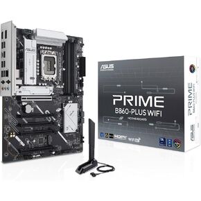 ASUS Prime B860-PLUS WiFi B860 LGA 1851 ATX Motherboard, Intel® Core™ Ultra Series 2 Ready, Advanced AI PC-Ready, 8+1+1+1 Stages, DDR5, PCIe 5.0, HDMI, USB 20Gbps Type-C®, 2 x M.2, WiFi 6E, 2.5Gb LAN