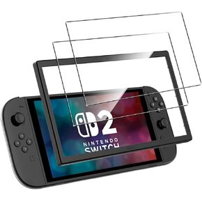 2 Pack Compatible with Nintendo Switch 2 Screen Protector,with Alignment Frame,9H Tempered Glass Film,HD Clear Scratch Resistant,Bubble-Free for Nintendo Switch 2 Retro Game Screen Protector