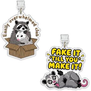 Set 2Pcs Easily Overwhelmed Club, Fake It Till You Make It Kindle Charms Dust Plug Charm 1.5 Inches Overstimulate Positive Inspiration Mental Health Sarcastic Girly Lightning/Type C Acrylic Material