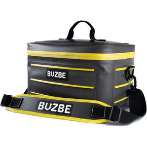 Buzbe Swarm 28 حقيبة جافة وحدات - حاملة صيد قابلة للتخصيص ، محكمة الإغلاق ، المياه المالحة الجاهزة ، الرمادي والأصفر