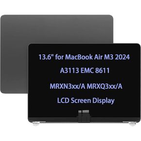 Screen Replacement 13.6" for MacBook Air M3 2024 A3113 EMC 8611 LCD Screen Display Complete Top Assembly (Space Gray)