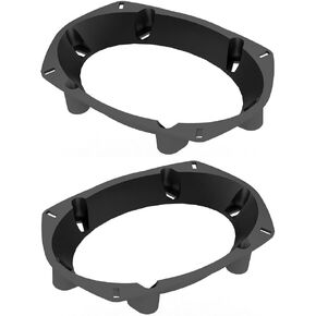 Universal 6x9 to 5x7/6x8 Speaker Adapter Brackets for Select Ford/Mercury/Chrysler/Plymouth/Dodge Vehicles - Black Plastic