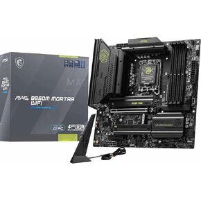 MAG B860M Mortar WiFi Motherboard, mATX - Supports Intel Core Ultra Processors (Series 2), LGA 1851 - DDR5 Memory Boost 9200+ MT/s OC, 1 x PCIe 5.0 x16, 1 x M.2 Gen5, 5G LAN, Wi-Fi 7