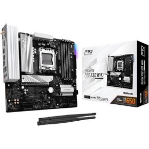 ASRock B650M Pro X3D WiFi AM5 Micro-ATX Motherboard: AMD Ryzen 9000/8000/7000 | DDR5 8000+ | PCIe 5.0 M.2 | WiFi 6E | 2.5G LAN | USB 3.2 Gen2 | BIOS Flashback