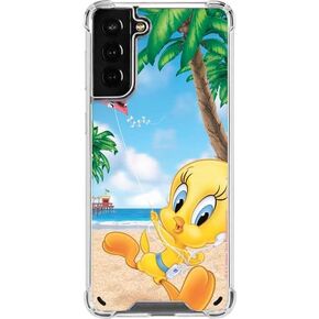 Skinit Clear Phone Case Compatible with Galaxy S21 Plus 5G - Officially Licensed Looney Tunes Tweety Bird iPod Design