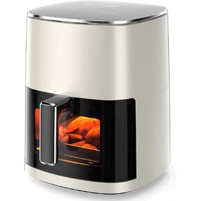 6QT Large Air Fryer, 12-in-1 Digital Airfryer with Clear Window, Roast, Reheat, Dehydrate, Bake, Steam with 400F and More, Dishwasher Safe, Nonstick, Fit for Family of 2-5, Beige