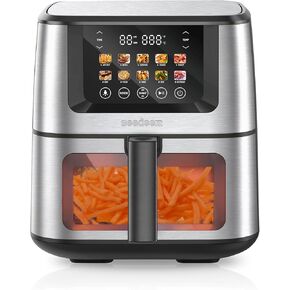 SEEDEEM Max XL Air Fryer 8QT, 10-in-1 Digital Air Fryer Oven with Color Touchscreen & Viewing Window, Toaster Oven Combo for Broil, Roast, Dehydrate, Bake – Black