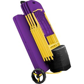 Creative Outdoor Folding Table and Chairs, 6 Ft, Built-in Wheels, Portable Durable Plastic (Purple & Yellow)