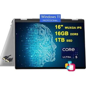 HP Envy x360 2-in-1 AI PC Laptop | 16" WUXGA Touch | Intel 12-core Ultra 7 155U (>i7-1335U) | 16GB DDR5 1TB SSD | Backlit Thunderbolt Poly Studio Privacy Camera Win11Pro w/DLCA Accessory
