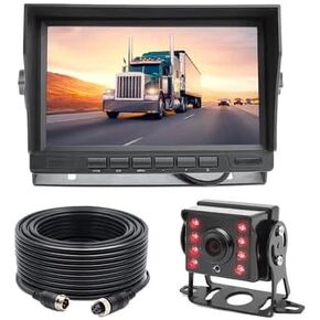 FalconEye Electronics Wired Backup Cam 1080P Super Night Vision 7" or 9" LCD (2 Cam: 7" LCD, (2) Spec. cams, 32ft + 49ft Cables)