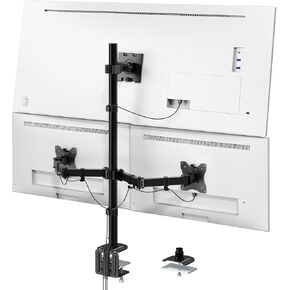 PUTORSEN Triple Monitor Mount for Up to 49" Ultrawide and 32" Monitors per Side Arm, Extra Tall 3 Monitor Desk Mount Holds up to 44 lbs, VESA 75/100 mm