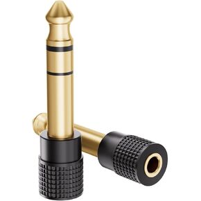 VCELINK 6.35mm 1/4 Male to 3.5mm 1/8 Female Audio Adapter, Gold-Plated TRS Stereo Jack, Solid Brass Housing, for Headphones, Guitar, Mixer, Amp, Keyboard, 2 Pack