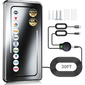 1900+ Miles Range TV Antenna, Digital TV Antenna Indoor for Smart Tv and Old TVs, Portable HDTV Antenna Outdoor for Local Channels with Amplifier Signal Booster-Support 8K 4K 1080p-30ft Coax Cable
