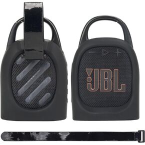 YouKnow Silicone Case for JBL Clip 5 Ultra Portable Bluetooth Speaker, with Removable Strap Attach to Bike Golf Cart Boat (Black)
