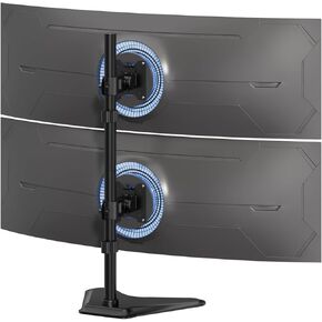 Dual Monitor Stand Heavy Duty - 17-49 inch Freestanding Vertical Dual Monitor Arm, Adjustable Stacked Double Monitor Desk Mount, Max Load 44 lbs (per Screen), VESA 75/100 mm, Black