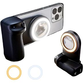 Magnetic Selfie Ring Light, Rechargeable LED Fill Light with a Mirror for iPhone, Wireless Bluetooth Remote Control for Video Vlog Photo Shooting Acccessory Compatible with Magsafe