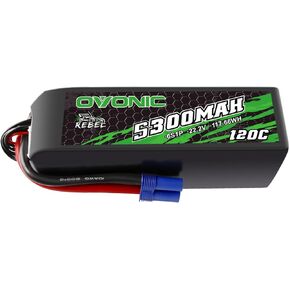 OVONIC 22.2V 120C 5300mAh 6S Lipo Battery with EC5 Plug for RC Car Boat Truck Helicopter Airplane Racing Models