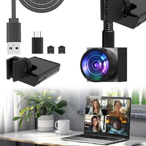 PEATOP Center Cam Middle Webcam Plug & Play Low Light 1080P Center Cam with Microphone Cover Middle Screen Webcam for PC Zoom,Video Call, Skype, Teams